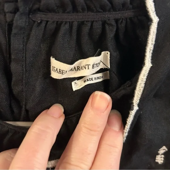 ISABEL MARANT ÉTOILE Daniela Boxy Embroidered Ruffle Blouse, Black - Picture 3 of 8